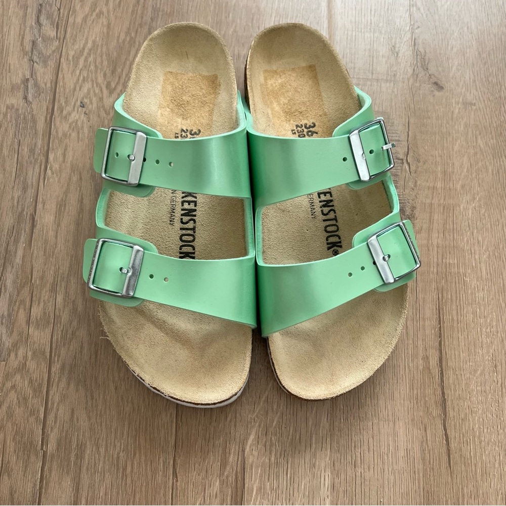 Birkenstock Arizona Big Buckle Nubuck Sandals Bold Jade size EU‎ 36 - Picture 2 of 4